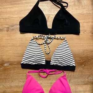 Victoria's Secret Black, Striped, and Pink Bikini Tops